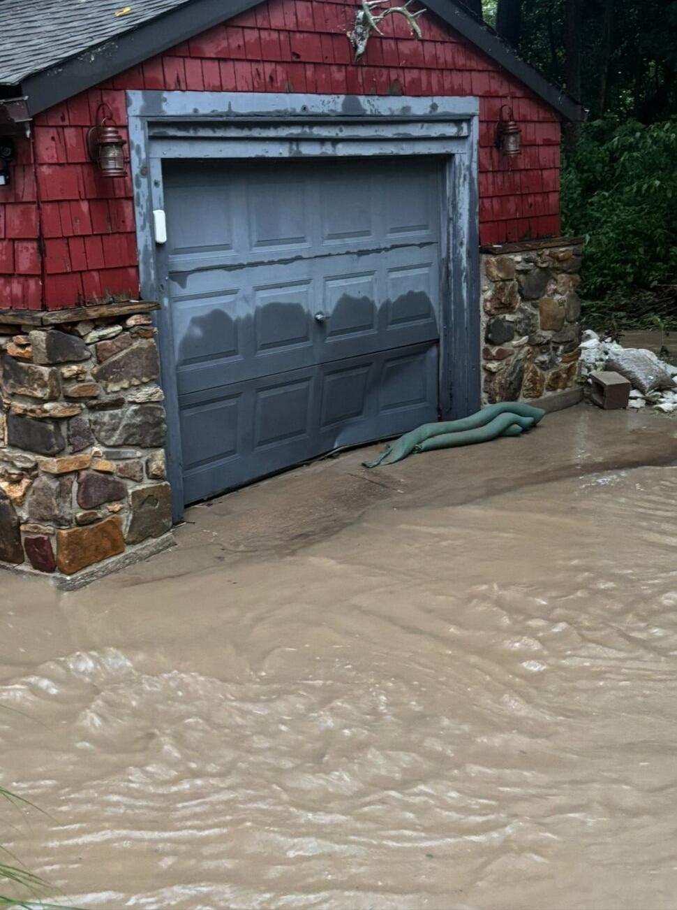 Sanders' garage after a recent storm